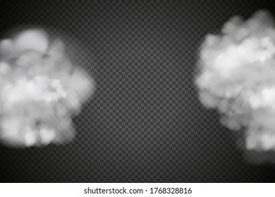 White vector cloudiness ,fog or smoke on dark checkered background.Cloudy sky or smog over the city.Vector illustration.