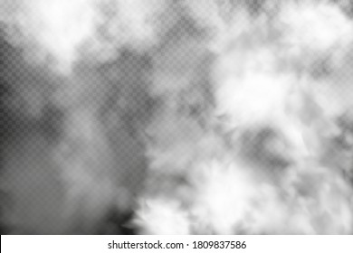 White vector cloudiness ,fog or smoke on dark checkered background.Cloudy sky or smog over the city.Vector illustration.