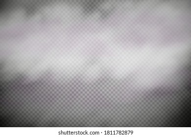 Weiße Vektorwolken, Nebel oder Rauch auf dunklem, karierten Hintergrund.Wolkenkratzer oder Smog über der Stadt.Vektorgrafik.