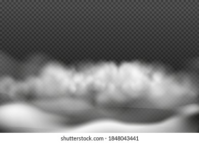 White vector cloudiness ,fog or smoke on dark checkered background.Cloudy sky or smog over the city.Vector illustration.