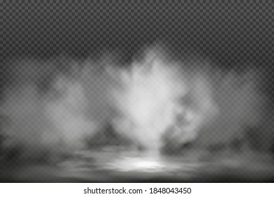 White vector cloudiness, fog or smoke on dark checkered background.Cloudy sky or smog over the city.Vector illustration.