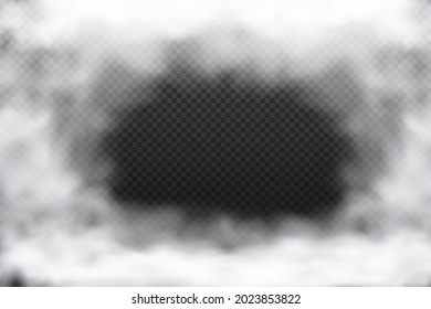 White vector cloudiness ,fog or smoke on dark checkered background.Cloudy sky or smog over the city.Vector illustration.