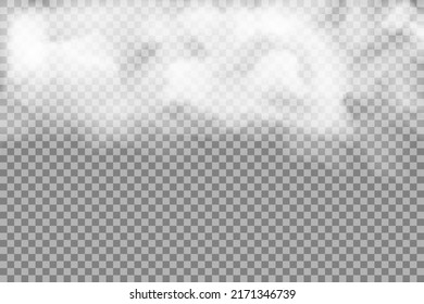 White vector cloudiness, fog or smoke on a dark checkered background. Cloudy sky or smog over the city. Vector illustration.