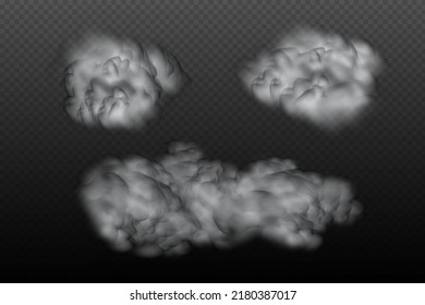 White vector cloudiness ,fog or smoke on dark checkered background.Set of cloudy sky or smog over the city.Vector illustration.