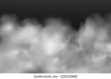 White vector cloudiness ,fog or smoke on dark checkered background.Cloudy sky or smog over the city.Vector illustration.