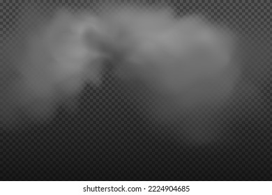 White vector cloudiness ,fog or smoke on dark checkered background.Cloudy sky or smog over the city.Vector illustration.
