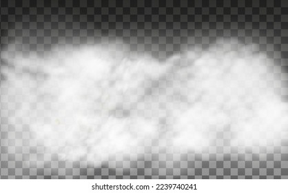Weiße Vektorwolken, Nebel oder Rauch auf dunklem, karierten Hintergrund.Wolkenkratzer oder Smog über der Stadt.Vektorgrafik.