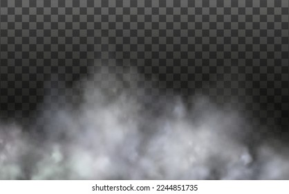 White vector cloudiness ,fog or smoke on dark checkered background.Set of Cloudy sky or smog over the city.Vector illustration.