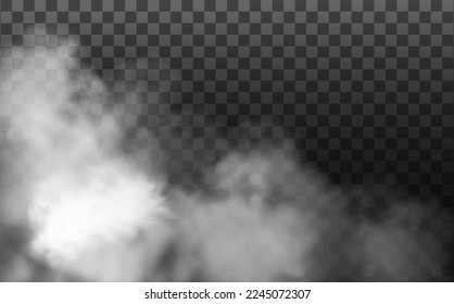 White vector cloudiness ,fog or smoke on dark checkered background.Cloudy sky or smog over the city.Vector illustration.