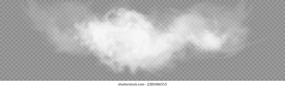 White vector cloudiness, fog, smoke on a transparent background. Cloudy sky or smog over the city. Vector