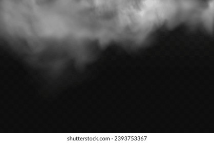 White vector cloudiness ,fog or smoke on dark checkered background.Cloudy sky or smog over the city.Vector illustration.