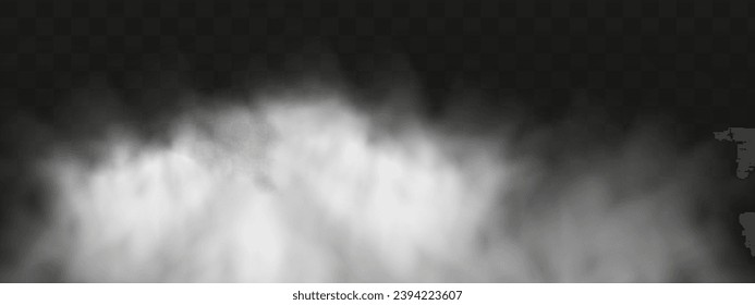 White vector cloudiness ,fog or smoke on dark checkered background.Cloudy sky or smog over the city.Vector illustration.
