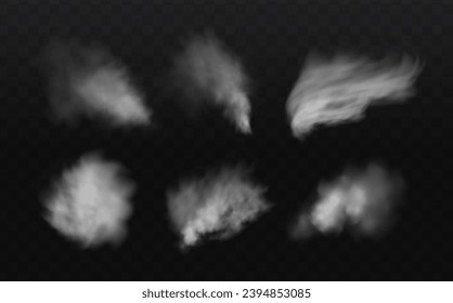 White vector cloudiness ,fog or smoke on dark checkered background.Cloudy sky or smog over the city.Vector illustration.