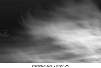 White vector cloudiness ,fog or smoke on dark checkered background.Cloudy sky or smog over the city.Vector illustration.