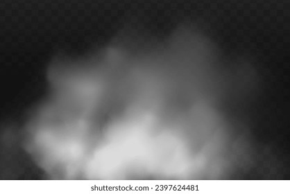 White vector cloudiness ,fog or smoke on dark checkered background.Cloudy sky or smog over the city.Vector illustration.