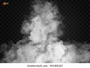 White vector cloudiness, mist or smog background. Fog or smoke with glow light isolated transparent background. Magic template. Vector illustration