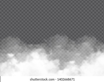 White Vector Clouds, Fog Or Smog On Transparent Background. Vector Illustration Special Effect