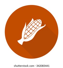 White vector corn on color circle background.