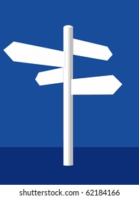 A white vector crossroad sign on a blue background