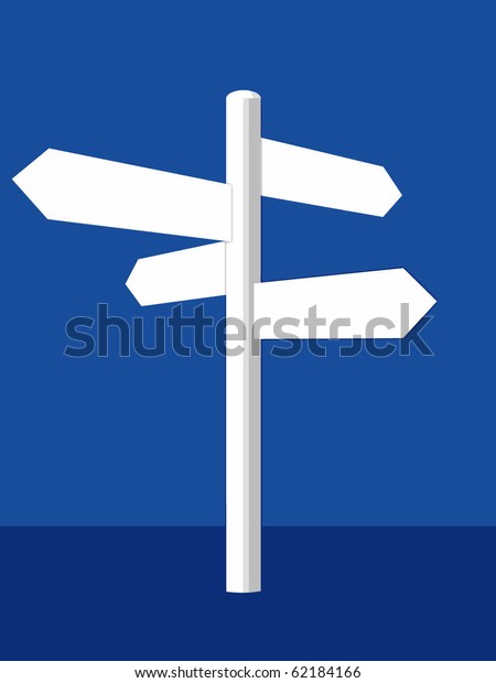 A white\
vector crossroad sign on a blue\
background