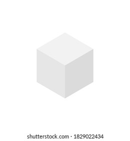 White Vector Cube. Isometric Cube Icon. Illustration Isolated On White. Simple Geometric Shape. Box Symbol.