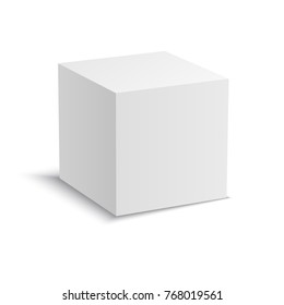 White Vector Cube With Perspective. Realistic 3d Vector Illustration.