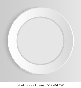 White vector cup of tea or coffee on saucer mock up isolated on grey background. Filled with drink dish design. cup of tea or coffee on saucer frame layout for decorate. Top view