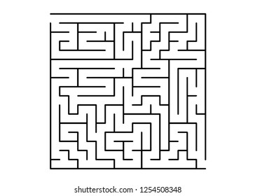 White vector dackdrop with a black conundrum. Complex illustration with mazes on a white template. Concept for pazzle, labyrinth books, magazines.