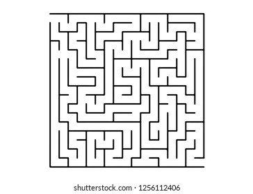 White vector dackdrop with a black conundrum. Modern illustration with maze on a white backdrop. Pattern for children books, magazines.