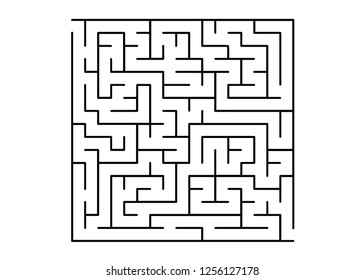 White vector dackdrop with a black conundrum. Simple illustration with a maze on a white background. Concept for books, magazines with complex tasks.