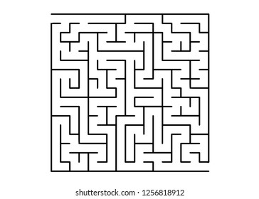 White vector dackdrop with a black conundrum. Modern illustration with maze on a white backdrop. Concept for pazzle, labyrinth books, magazines.