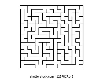 White vector dackdrop with a black conundrum. Abstract illustration with maze on a white background. Concept for making right choices.