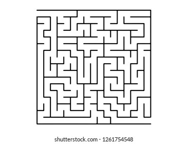 White vector dackdrop with a black conundrum. Black and white maze in a simple style. Pattern for leisure tasks, games.
