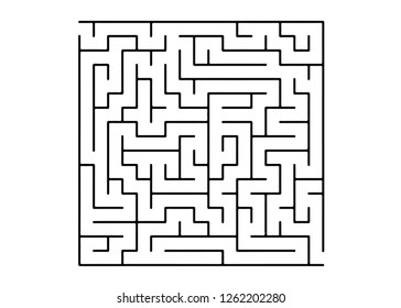 White vector dackdrop with a black conundrum. Black and white maze in a simple style. Concept for books, magazines with complex tasks.