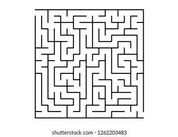 White vector dackdrop with a black conundrum. Complex illustration with mazes on a white template. Pattern for children books, magazines.