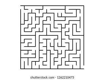 White vector dackdrop with a black conundrum. Abstract illustration with maze on a white background. Concept for pazzle, labyrinth books, magazines.
