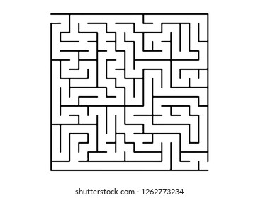 White vector dackdrop with a black conundrum. Black and white maze in a simple style. Concept for pazzle, labyrinth books, magazines.