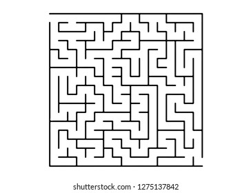 White vector dackdrop with a black conundrum. Complex illustration with mazes on a white template. Pattern for children books, magazines.
