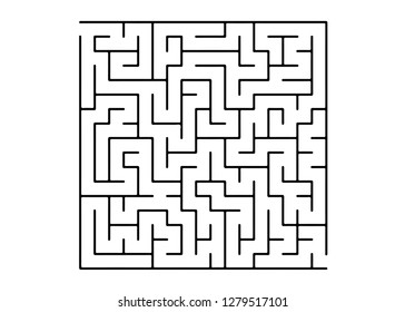 White vector dackdrop with a black conundrum. Black and white maze in a simple style. Pattern for leisure tasks, games.
