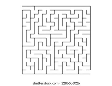 White vector dackdrop with a black conundrum. Modern illustration with maze on a white backdrop. Concept for books, magazines with complex tasks.