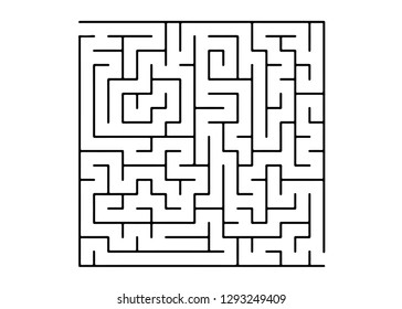 White vector dackdrop with a black conundrum. Abstract illustration with maze on a white background. Concept for books, magazines with complex tasks.