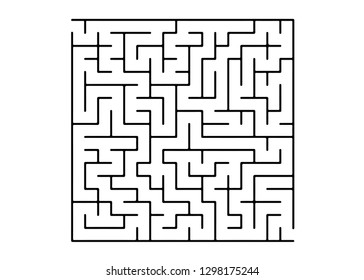 White vector dackdrop with a black conundrum. Black and white maze in a simple style. Pattern for educational magazines, books.