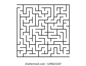 White vector dackdrop with a black conundrum. Complex illustration with mazes on a white template. Pattern for children books, magazines.