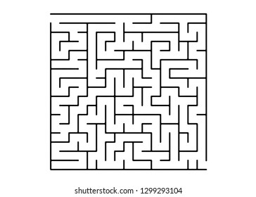 White vector dackdrop with a black conundrum. Simple illustration with a maze on a white background. Pattern for educational magazines, books.