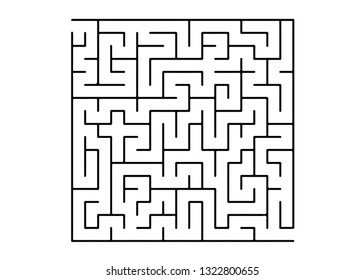 White vector dackdrop with a black conundrum. Maze design in a simple style on a white background. Concept for books, magazines with complex tasks.