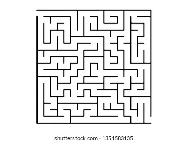 White vector dackdrop with a black conundrum. Black and white maze in a simple style. Pattern for leisure tasks, games.