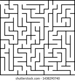 White vector dackdrop with a black conundrum. Simple illustration with a maze on a white background. Pattern for leisure tasks, games.