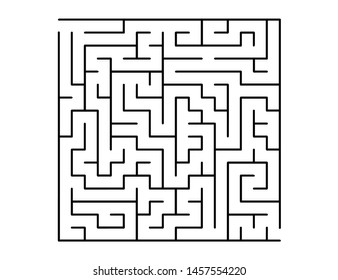 White vector dackdrop with a black conundrum. Simple illustration with a maze on a white background. Pattern for children books, magazines.