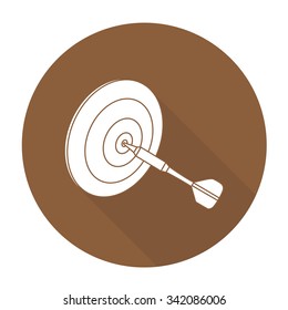 White vector darts on color circle background.
