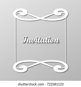 White vector decorative frame with place for text. Template for birthday and greeting card, wedding invitation